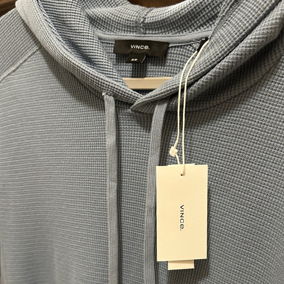 Vince Men’s Sky Blue Hoodie - Waffle Knit Hoodie Medium Light Blue NWT New Tags - Picture 4 of 5
